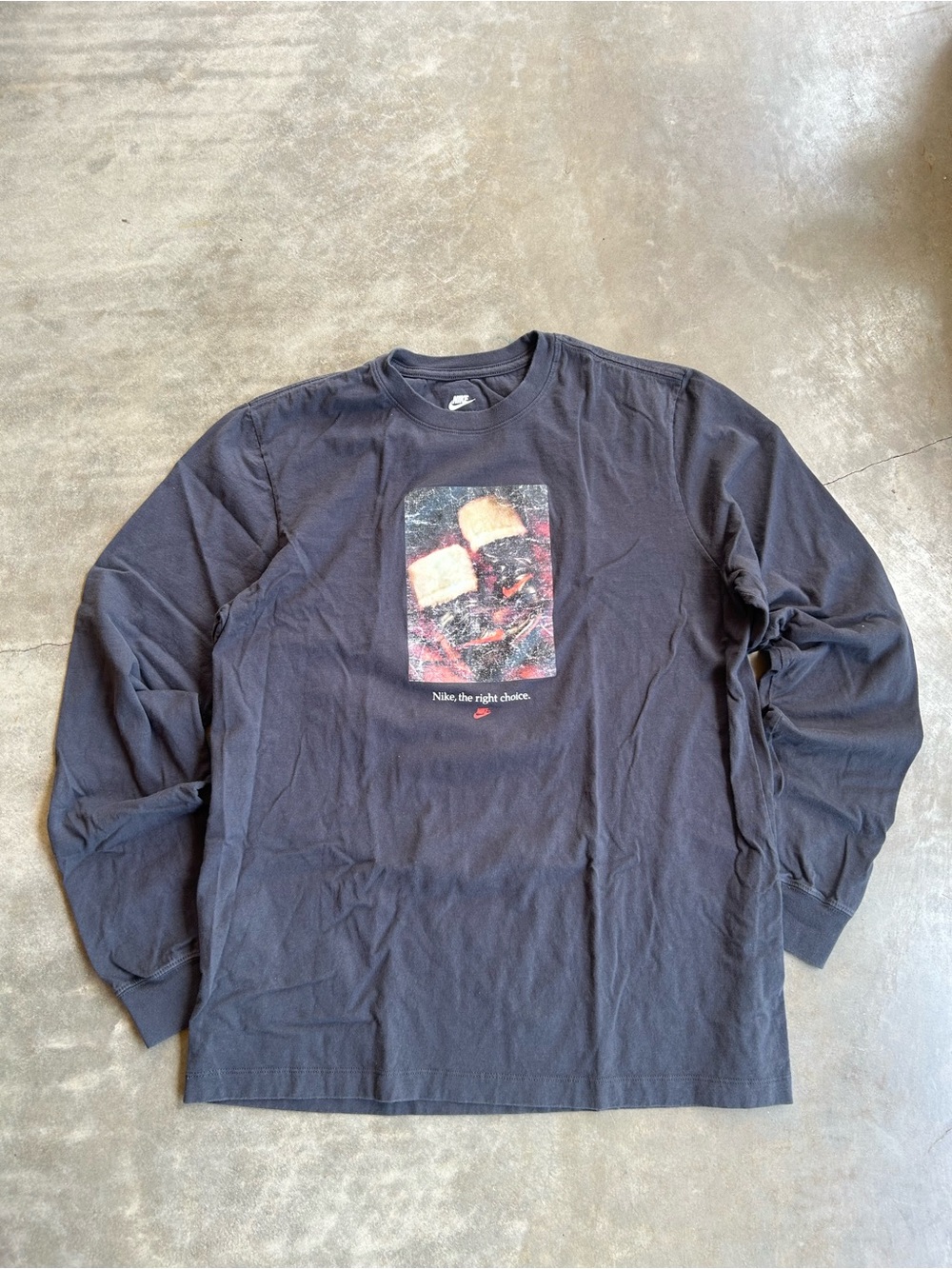 Nike Christmas Santa Black Long Sleeve Graphic Tee with Center Print
